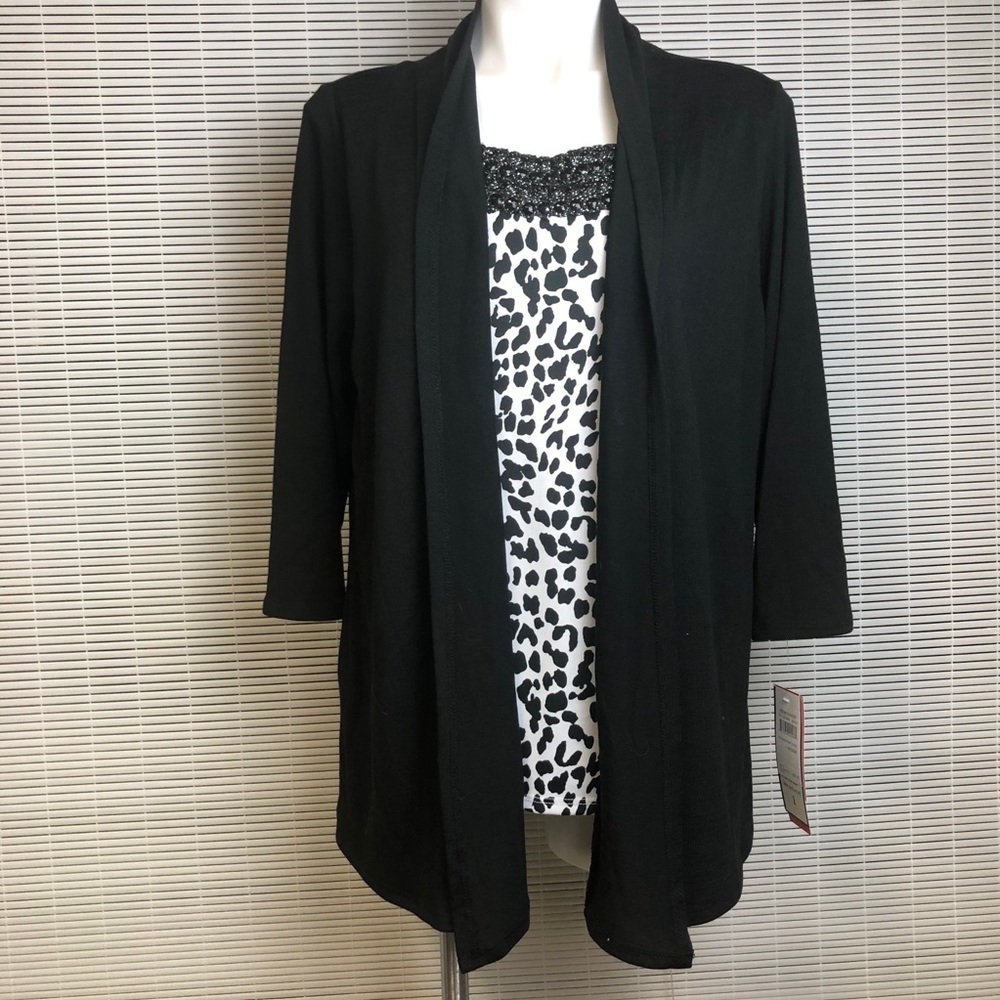 Black & White Cheetah Print Jewel Sweater Set NWT